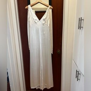 Topshop Wide Leg Jumpsuit in White Satin